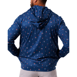 Sweat à capuche de golf d'hiver personnalisé pour homme, à séchage rapide, fin, pull-over, col montant, fermeture éclair quart, impression par sublimation, polyester et coton - Product Image 3