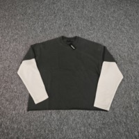 T-shirt à manches longues surdimensionné pour homme, personnalisable, effet délavé, manches double gaufré, style vintage usé, en polyester/coton double couche