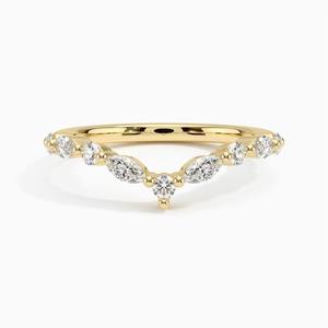 Anillo de Compromiso y Matrimonio de Oro Rosa de 14K con Diamante Cultivado en Laboratorio, Corte Marquesa Curvo, Certificado IGI, 0.38CTW VVS, Personalizable - Product Image 5