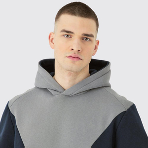 Sweat à capuche pour homme avec logo personnalisé 2025 Pull ample et décontracté avec poches cousues sur les côtés Automne/Hiver Motif uni brodé en blocs de couleurs - Product Image 3