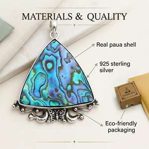 Collar Triangular de Abulón, Plata de Ley 925 con Dije de Concha de Paua - Product Image 3