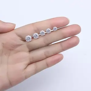 Classic Moissanite Stud <b>Earrings</b> 925 Sterling Silver VVS Lab Diamond Solitaire Sparkly Round Cut <b>Earrings</b> for Women and <b>Men</b> - Product Image 4