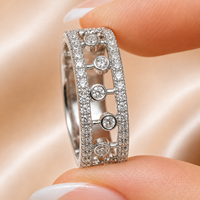 Bague de mariage en or 18 carats avec diamant taille émeraude de laboratoire, motif ajouré, double rangée pavé serti clos, certifiée IGI, OEM ODM, pour événements