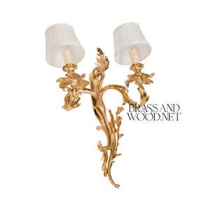 Lámpara de pared de latón dorado, diseño de doble brazo, tonos de tela blanca, iluminación clásica hecha a mano de lujo, elegante decoración Vintage para el hogar - Product Image 3