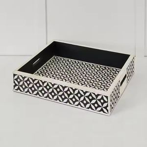 Luxury Handmade Modern Square Bone Inlay Customizable Durable Serving Tray Elegant Decorative Tray for <b>Tabletop</b> Vanity Home Use - Product Image 3