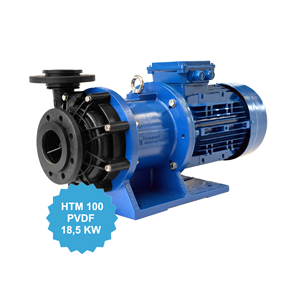 Italian Made magnetic centrifugal pumps model HTM 100 PVDF with <b>motor</b> 18,5 kw IEC 160 2P made of plastic for acid handling water - Product Image 1