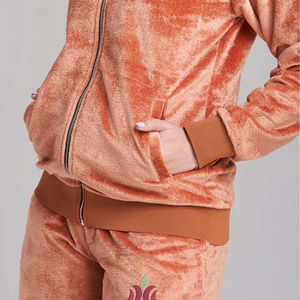 Conjunto de Chándal de Terciopelo para Mujer, Cuello Alto, 2 Piezas, Chándal con Cremallera Completa, Ropa de Estar en Casa, Conjunto de Pijama con Bolsillos - Product Image 4