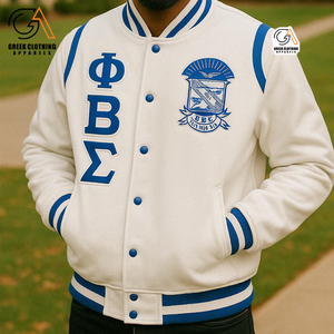 Veste universitaire personnalisée avec logo Phi Beta Sigma pour hommes, patch en chenille, streetwear, cuir, broderie, vestes universitaires - Product Image 1