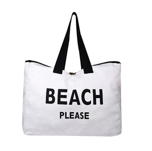 Imprimé numérique grande capacité toile dames femmes main sac à provisions écologique portable épaule plage fourre-tout fermeture éclair lettre - Product Image 3