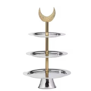 Platos para Servir Chocolate Chapados en Oro de Aluminio, Hechos a Mano, Diseño de Hojas Redondas, Soportes para Pasteles y Postres para Regalos de Ramadán - Product Image 3