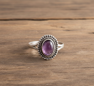 แหวนอเมทิสต์รูปไข่เงินสเตอร์ลิงทำด้วยมือ925สไตล์คลาสสิกสำหรับวันเกิดหรือวันครบรอบปีสินค้าจำนวนมากตัวเลือกของขวัญ - Product Image 6