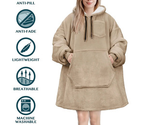 Sudadera con capucha de lana sherpa tejida para mujer, suave, cálida, extragrande, tipo manta, personalizada, OEM, marca privada, venta al por mayor - Product Image 6