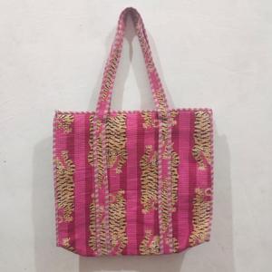 กระเป๋าโท้ทผ้าฝ้ายสีทึบสำหรับผู้หญิงขนาดใหญ่สำหรับฤดูร้อนฤดูใบไม้ร่วง - Product Image 2