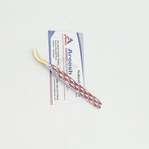 Pince à épiler de type courbe en J en acier inoxydable professionnel de haute qualité, papier d'extension de cils à pointe pointue, logo personnalisé doré enduit - Product Image 6