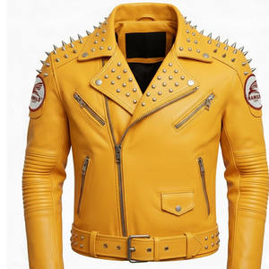 Chaqueta de Cuero Personalizada Más Popular, Chaqueta de Cuero Genuino de Piel de Vaca Natural para Hombre, Manga Larga, Chaleco de Motociclista a la Moda. - Product Image 3