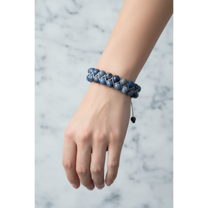 <b>Sodalite</b> 8mm Double Row Macrame Natural Stone <b>Bracelet</b> - Product Image 4