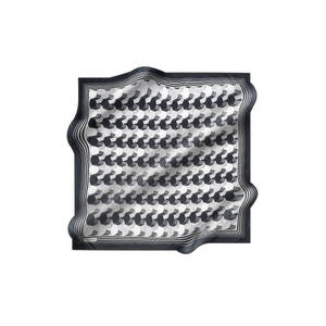 Écharpe carrée en soie noire et blanche avec motif géométrique - Product Image 1
