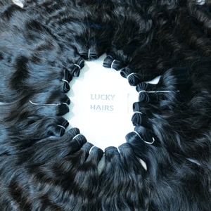 Genius trame cheveux humains non traités naturels lisses machine à double trame cheveux humains brésiliens - Product Image 2