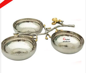 Cuenco de condimentos de acero inoxidable de metal de forma redonda de aspecto elegante para restaurante y bar de hotel - Product Image 1