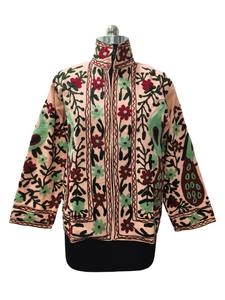 Chaqueta de longitud corta para mujer Algodón transpirable con bordado floral multicolor Suzani Diseño artesanal hecho a mano Multicolor - Product Image 2