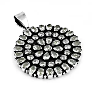 Colgante de Plata 925 con Piedras Preciosas para Mujer, Joyería Elegante con Baño de Rodio en Oro Rosa, Diseño de Gota de Agua - Product Image 1