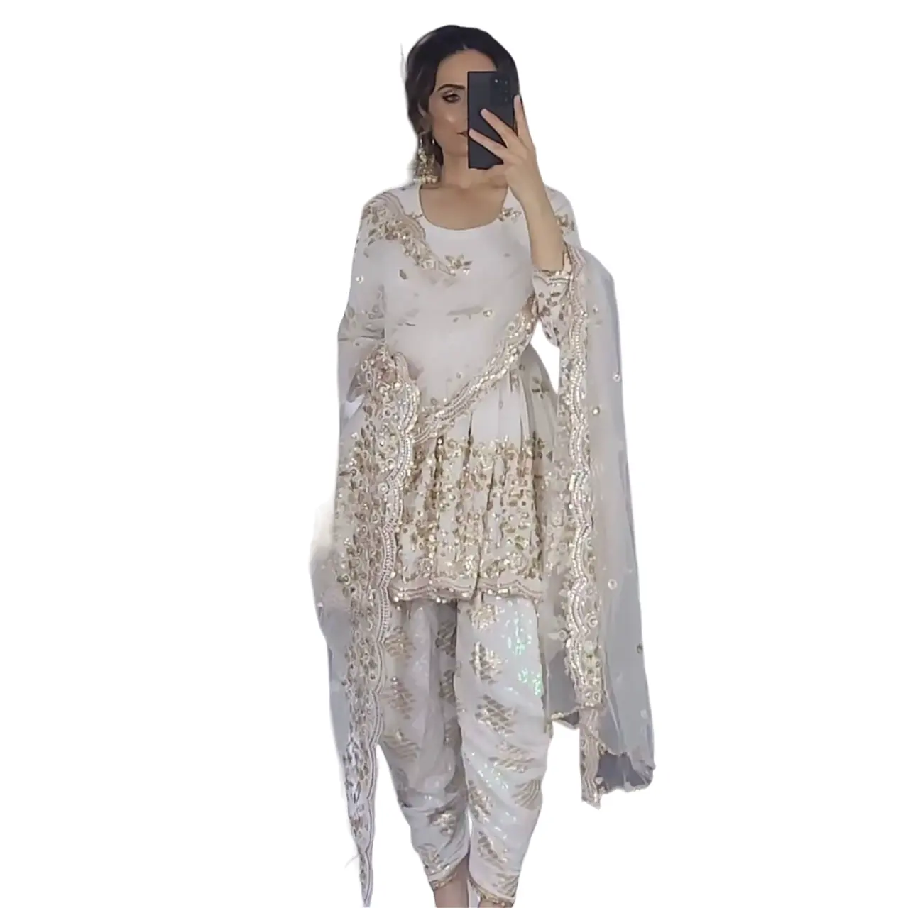 ชุดสูทปากีสถานสำหรับผู้หญิงชุดอินเดียแบบดั้งเดิมพร้อมกางเกงสไตล์ dhoti ชุดพิเศษ salwar kameez