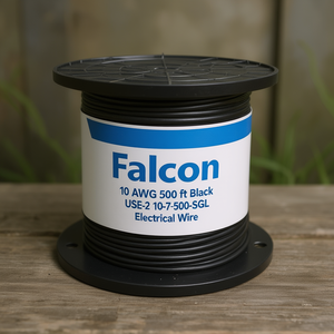 สายไฟฟ้า Falcon 10 AWG 500 ฟุต สีดำ USE-2 รุ่น 10-7-500-SGL - Product Image 3