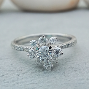 Custom Fancy Solitaire Flower Shape 925 Silver Gold 14K 18K Engagement Wedding Oval VVS Moissanite Trendy Party Gift Anniversary - Product Image 1