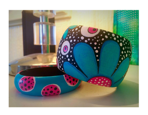 Patrones de brazalete de madera pintados a mano, brazalete de madera decorativo superior, artículos de joyería, embalaje personalizado, artesanía natural - Product Image 6