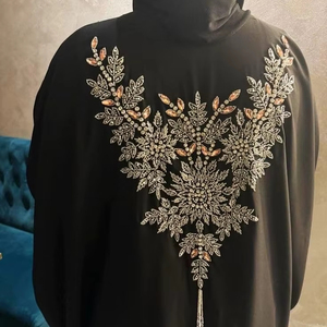 Abayas ethniques décontractées en rayonne brodées à la main pour femmes taille XXL Kimono à capuche avec boutons -- = - Product Image 1
