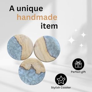 Handcrafted Wood <b>Epoxy</b> Round Beaded <b>Table</b> Coaster for Dining <b>Table</b> Wedding Christmas Decoration Family Gathering Parties - Product Image 3