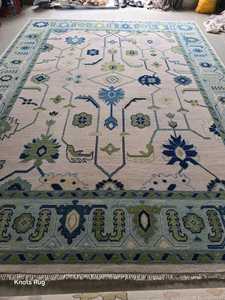 Tapis Oushak noué à la main de style traditionnel de haute qualité 9x12 laine et soie brodées pour la maison et les hôtels pour la prière - Product Image 4