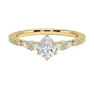 Bague solitaire Moissanite taille poire personnalisée en argent sterling S925 avec bijoux en plaqué or pour femmes - Product Image 3