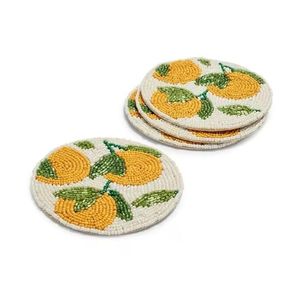 Artistic Textile <b>Art</b> <b>Bead</b> Ornaments Embroidered Skeletons on a Ghostly Drink Protection Pumpkin Seed for Mats & Pads - Product Image 2