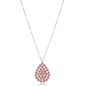 Collar de cadena de esmalte blanco con forma de lágrima de piedra de Rubí, joyería de plata de ley 925 hecha a mano turca al por mayor - Product Image 1