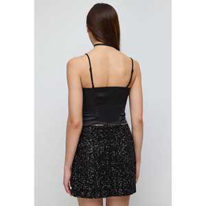 Chemise en satin chic pour femmes Taille unique Logo brodé Soie tricotée Formelle décontractée Col rond Manches courtes Polyester Automne Printemps - Product Image 5