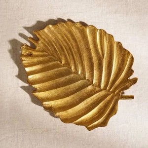 ถาดโลหะสีทองแบบนำกลับมาใช้ใหม่ได้ถาดโลหะสีน้ำตาลแดงแบบใช้ซ้ำได้ของตกแต่งหรูหราพร้อมลวดลายที่ได้แรงบันดาลใจจากใบไม้ - Product Image 2