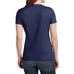 T-shirt à manches courtes en coton et élasthanne de haute qualité, couleur personnalisée, col en V, pour femmes - Product Image 4
