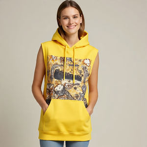 Entrenamiento Correr Fitness Singlet Recortado Sin mangas Sudadera con capucha Cordón alto Sin mangas Sublimación Sudadera con capucha Señoras - Product Image 4