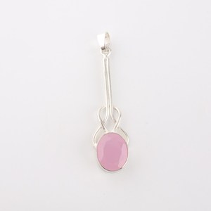 Collar de Plata de Ley con Calcedonia Rosa, Joyería Clásica Hecha a Mano, Chapado en Rodio, Certificado IGI, Regalo para Mujer - Product Image 1