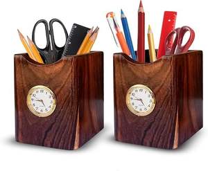 Boîte de rangement de papeterie de bureau en bois pour crayons - Product Image 3