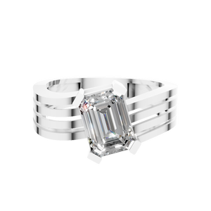 Anillo de Compromiso con Diamante de Corte Esmeralda de 2 Quilates, Oro Sólido de 14K con Baño de Rodio, Anillo de Boda de Lujo con Múltiples Bandas para Mujer, Venta al por Mayor de Fábrica - Product Image 3