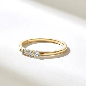 Лучшие цены, выращенное в лаборатории бриллиантовое восходящее круглое обручальное кольцо 18 карат из чистого золота минималистское кольцо для укладки от экспортеров