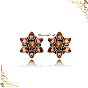 Boucles d'oreilles de créateur en argent plaqué pierre Boucles d'oreilles en laiton avec belles pierres précieuses dorées Bijoux pour vêtements de mariage pour femmes - Product Image 3