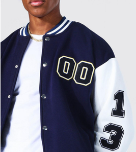 Chaqueta Universitaria de Invierno Personalizada para Hombre, Cierre de un Solo Botón, Material de Lana/Poliéster, Estilo Bomber Moderno - Product Image 4