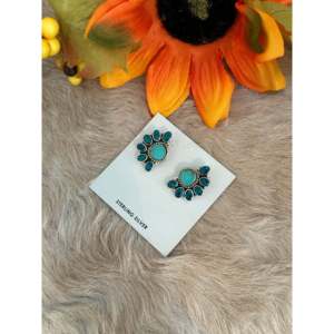 Southwest Handmade Multi Stone <b>Sterling</b> <b>Silver</b> Flower <b>Stud</b> <b>Earrings</b> - Product Image 3
