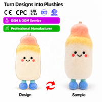 Maßgefertigter Plüsch-JellyCat-Stil Schlüsselanhänger Weiches Gefülltes Eis am Stiel Spielzeug Niedliches Smiley-Gesicht Plüsch-Anhänger Taschencharme Mini-Puppe Schlüsselring