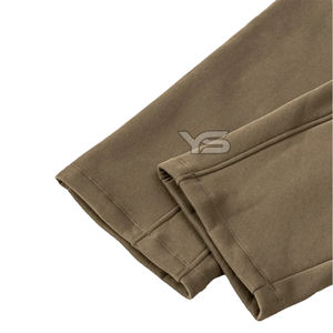 Pantalon de jogging en molleton de coton pour hommes taille moyenne Style décontracté hiver coupe-vent cordon de serrage teint uni droit - Product Image 3