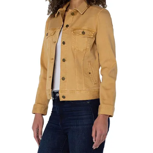 Trendy Womens <b>Lightweight</b> <b>Denim</b> Sheep Skin <b>Jacket</b> Oversized Cropped Outerwear Quilted Zipper Closure Breathable Waterproof - Product Image 1