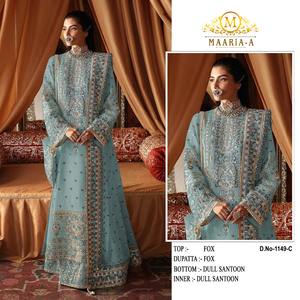 Vêtements indiens de style pakistanais pour femmes pantalon Kurti droit en georgette brodé Dupatta Salwar Kameez indien pakistanais - Product Image 4